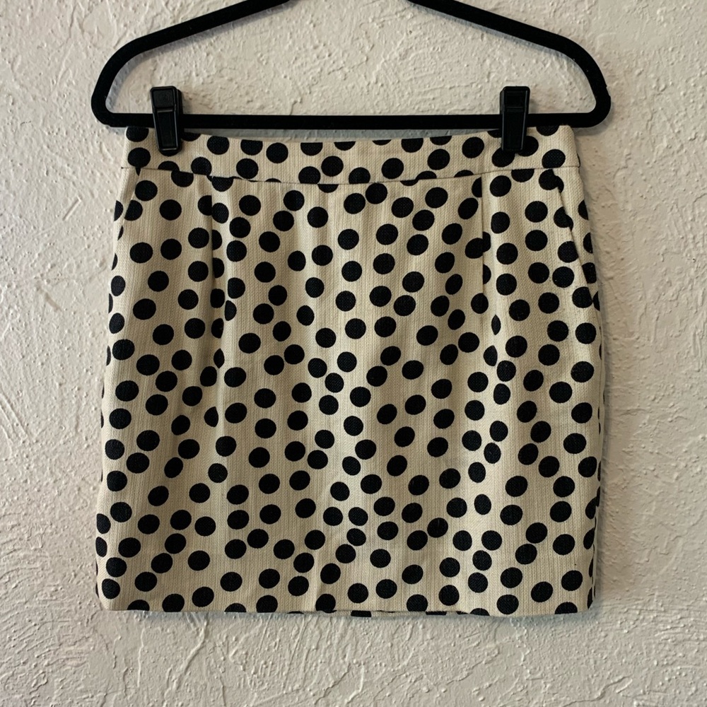 J. Crew size 6 black and tan polka dot mini skirt